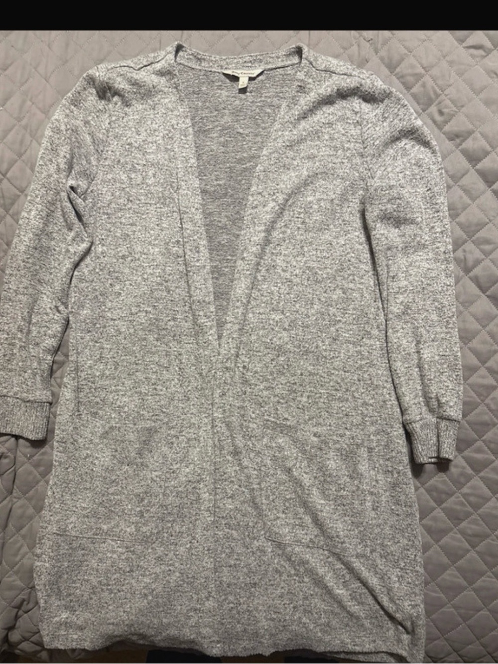 Juicy Couture Heather Gray Open-Front Cardigan